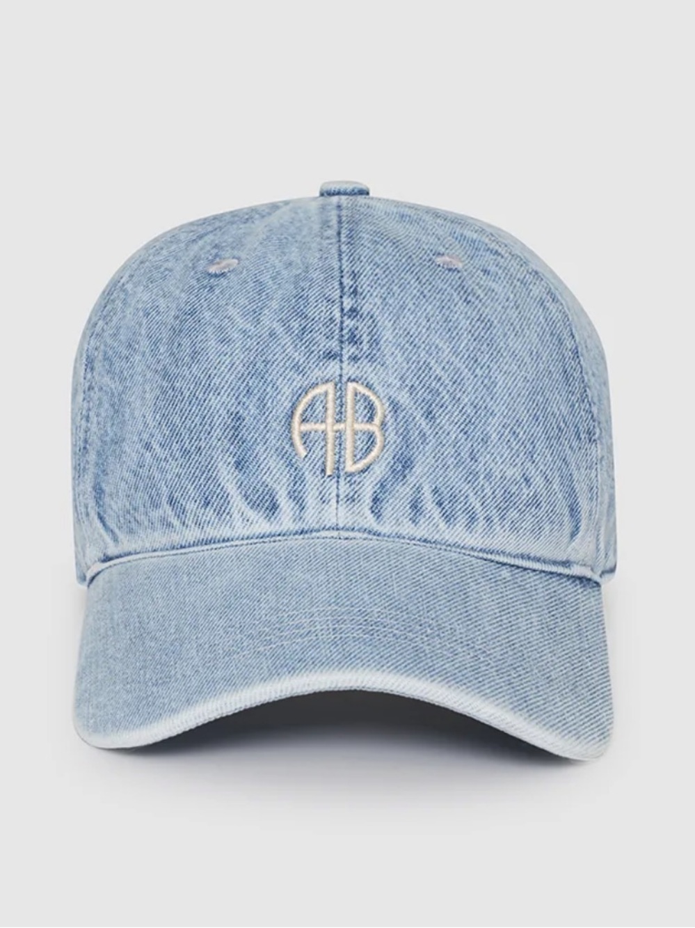 Anine Bing Light Blue Denim Cap with AB Monogram